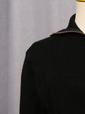 Fashion Spliced Metal Pin Two Piece Set for Women Stand Collar Long Sleeve Pullvers Mid Waist Bodycon Knee Skirt Suit Female