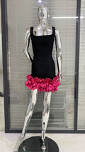 Playful 3D Bud Skirt Hem Low-cut Vest Dress Women Socialite Party Banquet Bandage Stage Performance Gown Designer Luxury Dresses