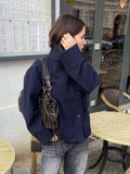 Stand Collar Women's Outerwear Single Breasted Long Sleeve Coat Solid Loose Woolen Coat Daily Commuter Wear Fall Collection 2026