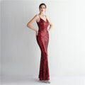 Women Strap Party Maxi Dress Sexy V Neck Evening Dress Celebrity Purple Sequin Dress Long Prom Formal Occasion  Dress
