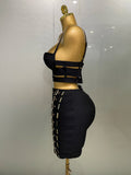 Women Sexy Bandage Tops Fashion Pencil Skirts Set Nightclub Party Celebrate Women's Set