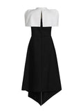 Colorblock Slimming Temperament Dresses for Women Round Neck Sleeveless Patchwork Zipper Tunic Dress Female Clothes