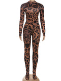 Hipster Leopard Print 2-Piece Set Women o-Neck Crop Top+Leggings Matching Sexy Stretch Skinny Street Clubwear Outfits