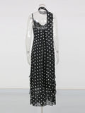 Hit Color Slimming Dresses for Women Square Neck Sleeveless High Waist Temperament Long Dress Female Fashion Style