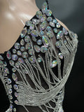 Dress Manufacturer Small Orders Shinny Diamond Tassel Chain Bodycon Mini Dress Woman Sexy Runway Mujer Ropa