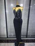 3 Colors Women Sexy Strapless Shining Crystal Bodycon Long Bandage Dress Evening Party Celebrate Elegant Cocktail Outfit