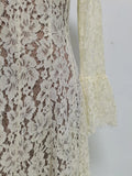 White Loose Spliced Lace Chic Dresses for Women O Neck Long Sleeve French Elegant Dress Female Summer Fashion Style Clothing