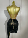 Sparkly Gold Sequin Sexy Top Two Pieces Set 2025 Women Celebrate Party Birthday NightClub Performance Dancer Show Stage Outfit