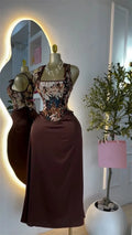 Women's Dress Set Print Bow Corset Top and Maxi Long Skirt Suit  Summer Elegant Evening Two 2 Piece Set Outfits