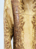 Fashion Women's Snake Pattern Zipper Jacket Flare Pants Two Piece Set 2026 Ladies PU Leather Suit