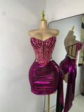 Sparkly Diamonds Crystals Short Summer Two Pieces Dress Sexy Stage Transparent Women Birthday Party Outfit Singer Show Wear