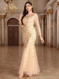 Long Sleeve Mermaid Evening Dresses Embroidery Long Gown Elegant Formal Dress Women Party Club Bodycon Bridesmaid Dress