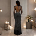 Luxury Bodycon See Through Mesh Diamonds Elegant Long Party Dress for Women Hot Drilling Sexy Wedding Evening Club Dress