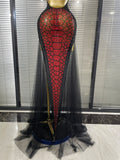 New Arrival Women Sexy Backless Halter Shining Rhinestones Snakeskin Bodycon Mesh Long Dress Nightclub Party Celebrate Clothing