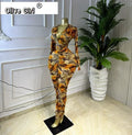 Women Printed Deep V-neck Stacked Ruched Bodycon Midi Maxi Dress 2026 Birthday Holiday Party Trendy Dresses Vestidos