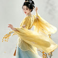 High-end Original Hanfu Dress with Golden Embroidery Flowers Tang-style Floor-length Ethereal and Charming Suitable for Spring and Summer Embroidery Daily Wear Classical Dance Costumes Cosplay Live Streaming and Travel