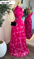 Women Printed Sleeveless with Sashes Fit and Flare A-line Maxi Dress 2026 Streetwear Beach Holiday Long Dresses Vestido