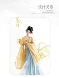 High-end Original Hanfu Dress with Golden Embroidery Flowers Tang-style Floor-length Ethereal and Charming Suitable for Spring and Summer Embroidery Daily Wear Classical Dance Costumes Cosplay Live Streaming and Travel