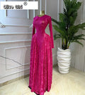 Women Lace Up O-neck Long Sleeve Big Swing A-line Maxi Dress 2026 Sexy Parties Education Vacation Long Dresses Vestidos