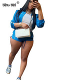 Women's Set Long Sleeve Jacket + Shorts Suit 2025 Summer Streetwear Active Slim Sporty Two 2 Piece Set Outfit Tracksuit