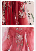 Olive Girl Red Embroidered Hanfu Dress for Ren Faire 2026 Garden Wedding Fairycore Photoshoot Everyday Wear S-XL XS-3XL Plus Size Hand Embroidered Flowing Sleeve Editorial Not Costume Chinese Heritage Fashion Women