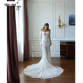 Custom Off Shoulder Long Sleeve Lace Mermaid Wedding Dress Delicate Sweep Train Bridal Gown Formal Wedding Evening Outfit