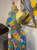 Fall Women O-neck Sleeveless Print Mermaid Maxi Dress Evening Birthday Beach Sexy Night Party Long Dresses