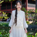 Oriental Classical Hanfu Top Stand-up Collar Embroidery with Improved Retro Skirt Two-piece Suit Women's Clothing