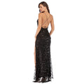 Gold Summer Split Apparel Sexy Women Dress Backless Vintage Dress Sequin Tassel Party Club Wear Maxi Floor Length Dress