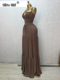 2026 Summer Women Halter Sleeveless Strapless Long Maxi Dress Slim Evening Birthday Beach Sexy Vacation Party Dresses