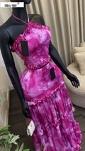 Women Set Tie Dye Print Sleeveless Halter Tops +Long Skirt 2026 Fall Street Sexy Beach Vacation Two Piece Set Outfits