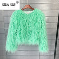 Solid Faux Fur Coats  Women Full Sleeve O-neck Open Stitch Covered Button Fur Jackets Winter Autumn Warm New Fashion