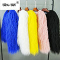 Solid Faux Fur Coats  Women Full Sleeve O-neck Open Stitch Covered Button Fur Jackets Winter Autumn Warm New Fashion