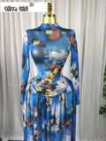Women leaf Print patchwork smock Midi A-line Long Maxi Dress 2026 Elegant Evening Birthday Party Dresses Trendy Vestidos
