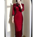 2026 Autumn Long Versatile Cheongsam Dress with Slimming Temperament Retro Chinese Style and Slim Fit