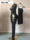 Women Flare Long Sleeve Stacked Ruched Mesh See Though with Tank Dress Maxi Long Dress 2025 Birthday Sexy Party Dresses
