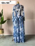 Women leaf Print patchwork smock Midi A-line Long Maxi Dress 2026 Elegant Evening Birthday Party Dresses Trendy Vestidos