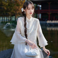 Oriental Classical Hanfu Top Stand-up Collar Embroidery with Improved Retro Skirt Two-piece Suit Women's Clothing