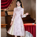 Pink Aodi Qipao Improved Chinese Stye Dress Women Warm Chesongam Princess Style Evening Party Vestidos Hanfu Dress for Lady