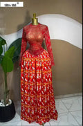 Women Long Sleeve Tie Dye Print O-neck Big Swing Midi A-line Long Maxi Dress 2026 Elegant Evening Birthday Party Dresses