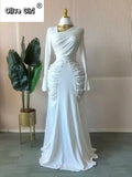 Women Skew Neck Flare Long Sleeve Ruched Stacked Maxi Long Dress Fall Birthday Evening Sexy Party Dresses with Scarf