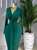 Women Long Sleeve Bowknot Deep V-neck Bodycon Midi Maxi Dress 2026 Birthday Holiday Party Trendy Long Dresses Vestidos