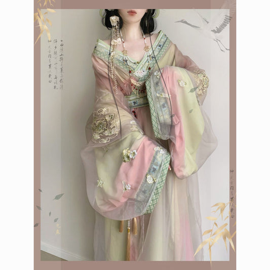 Olive Girl Red Embroidered Hanfu Dress for Ren Faire 2026 Garden Wedding Fairycore Photoshoot Everyday Wear S-XL XS-3XL Plus Size Hand Embroidered Flowing Sleeve Editorial Not Costume Chinese Heritage Fashion Women
