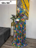 2026 Fall Women O-neck Sleeveless Print Mermaid Long Maxi Dress Cocktail Evening Birthday Beach Sexy Night Party Dresses