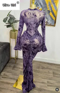 Women Long Sleeve Stacked Mesh See Though with Lining Bodycon Long Dress 2025 Autumn Evening Birthday Sexy Party Dresses