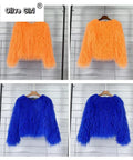 Solid Faux Fur Coats  Women Full Sleeve O-neck Open Stitch Covered Button Fur Jackets Winter Autumn Warm New Fashion