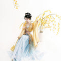 High-end Original Hanfu Dress with Golden Embroidery Flowers Tang-style Floor-length Ethereal and Charming Suitable for Spring and Summer Embroidery Daily Wear Classical Dance Costumes Cosplay Live Streaming and Travel