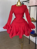 Women flare long sleeve Printed Big Swing Ball Gown Dress  Summer Holiday Night Club Party Vestidos Sexy Dresses