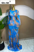 Women Tie Dye Printed Stacked Ruched Long Sleeve Midi Bodycon Maxi Long Dress Birthday Party Education Trendy Dresses