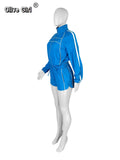 Women's Set Long Sleeve Jacket + Shorts Suit 2025 Summer Streetwear Active Slim Sporty Two 2 Piece Set Outfit Tracksuit